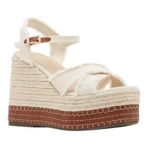 Madden Girl Women's Carlotta Platform Espadrille Wedge Sandals Cream Size 7 1/2